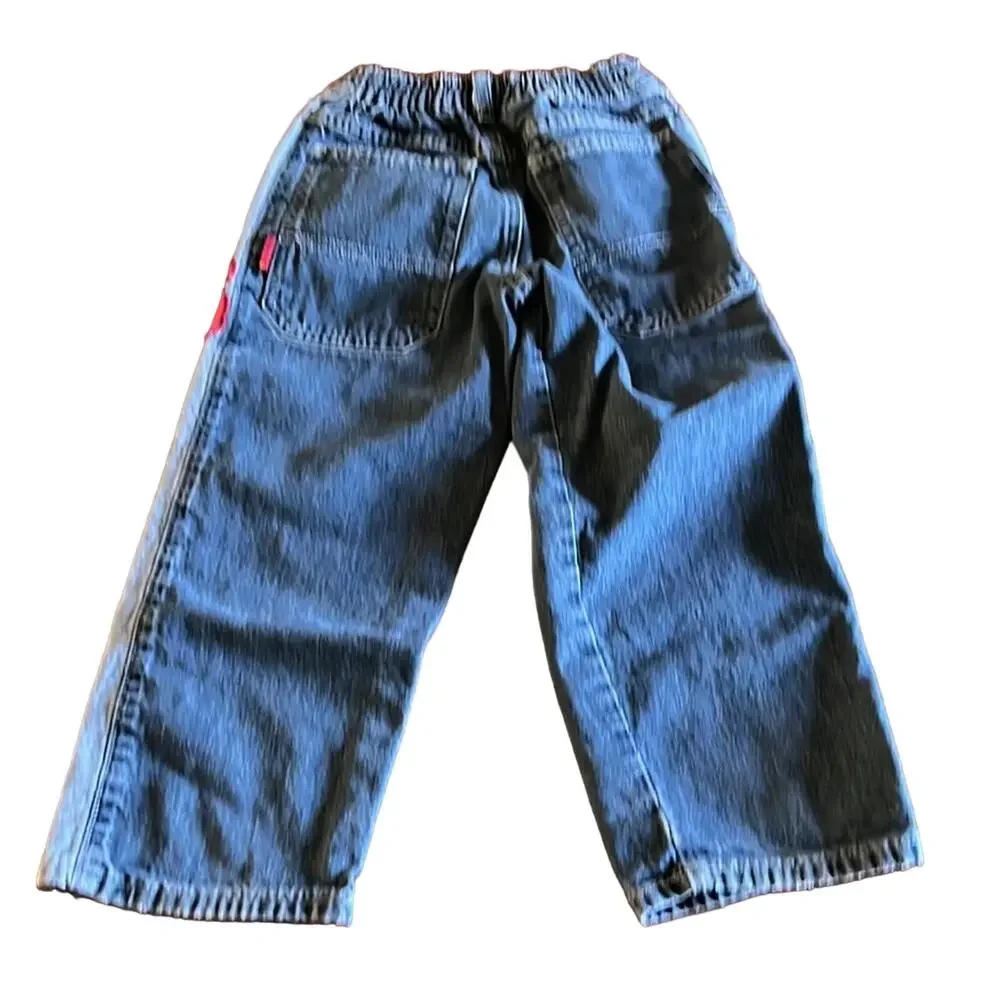 Oshkosh Boys 4/4T Denim Jeans Side Panels Appliques Pockets